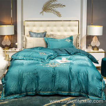 Green Luxury ashed silk jacquard embroidery bedding